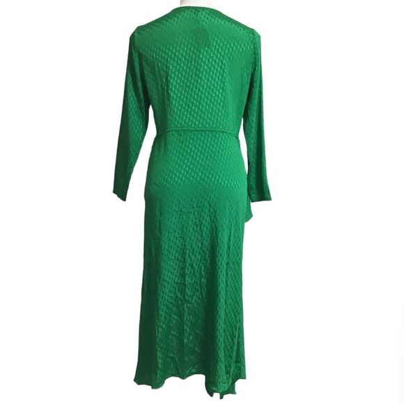 Maje Green Happy Days Jacquard Midi Asymmetrical Hem Dress New Size 38 - Picture 4 of 13